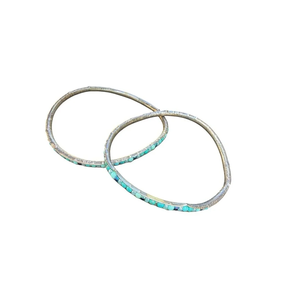 Boho Turquoise Color Jewelry Lot 6 Pc Necklaces Bracelet Bangles Statement